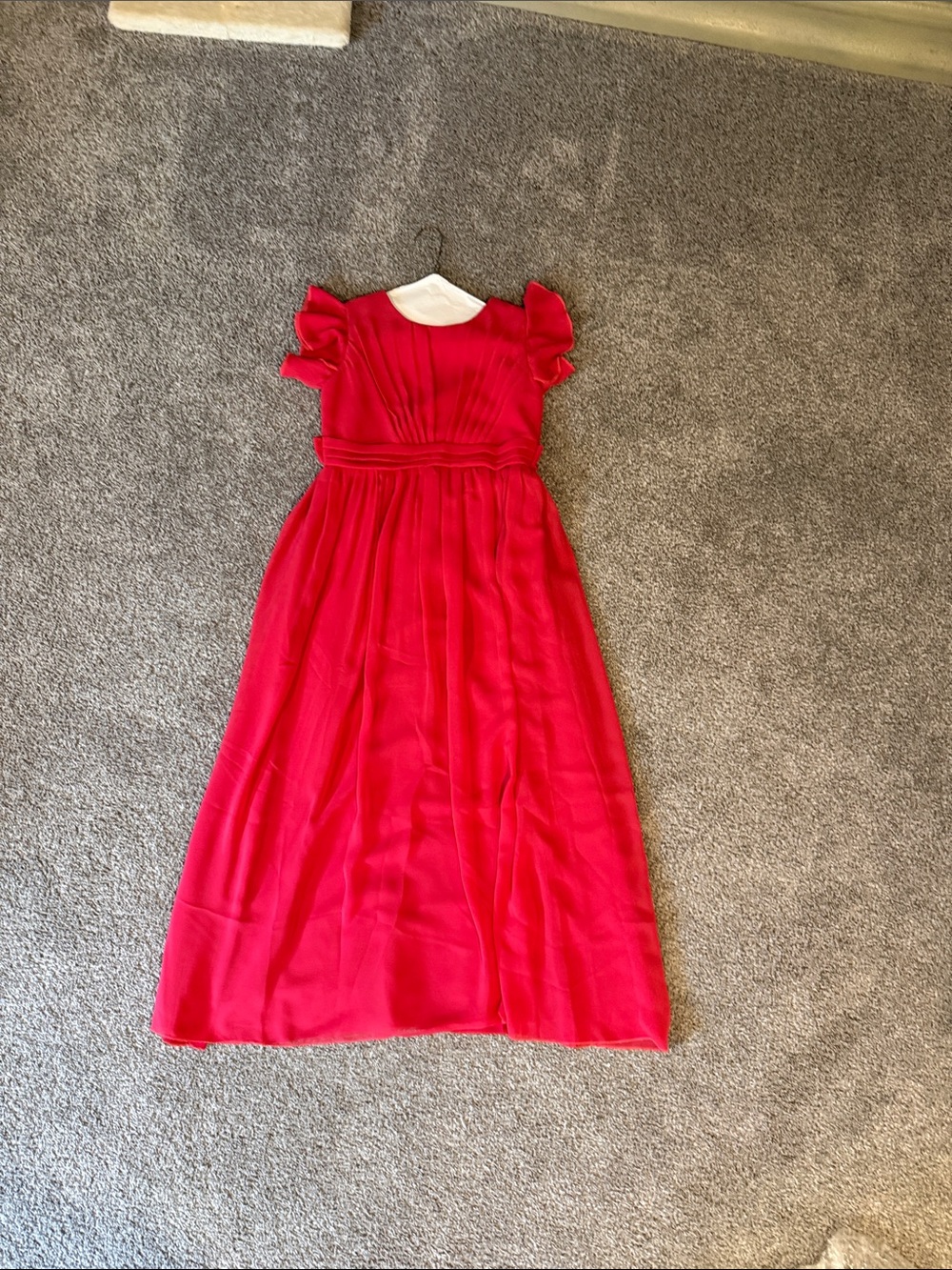 Girls Red Flutter Sleeve Maxi Dress